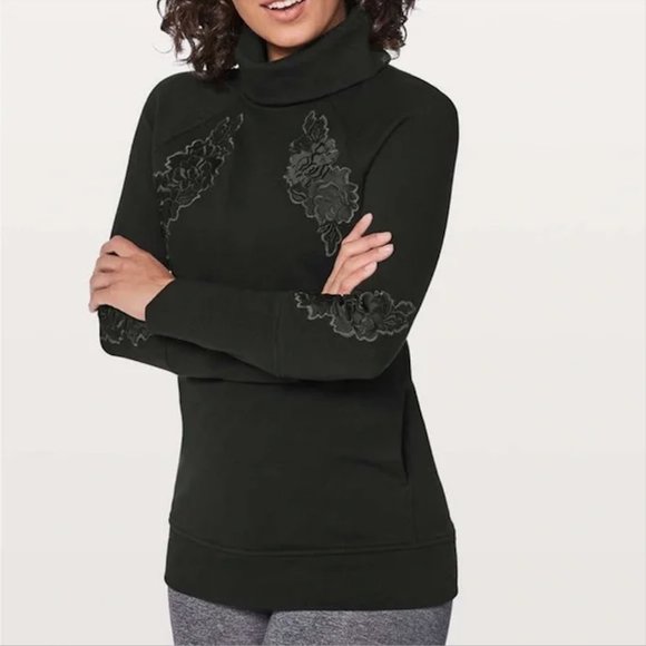 LuluLemon Black Satin Floral Pullover - Picture 3 of 14